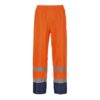 ContrastFlex Rain Trousers orange waterproof work pants elastic waistband snap ankle closures